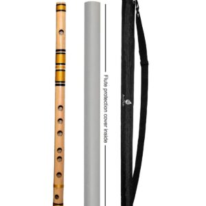 D Natural Medium Handcrafted Bamboo Indian Classical Bansuri for Right Hand